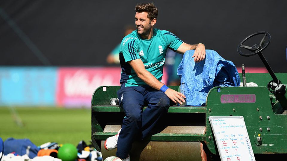 Liam Plunkett takes some time out during training