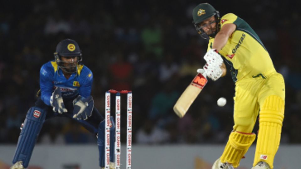 Aaron Finch shapes up to thwack the ball