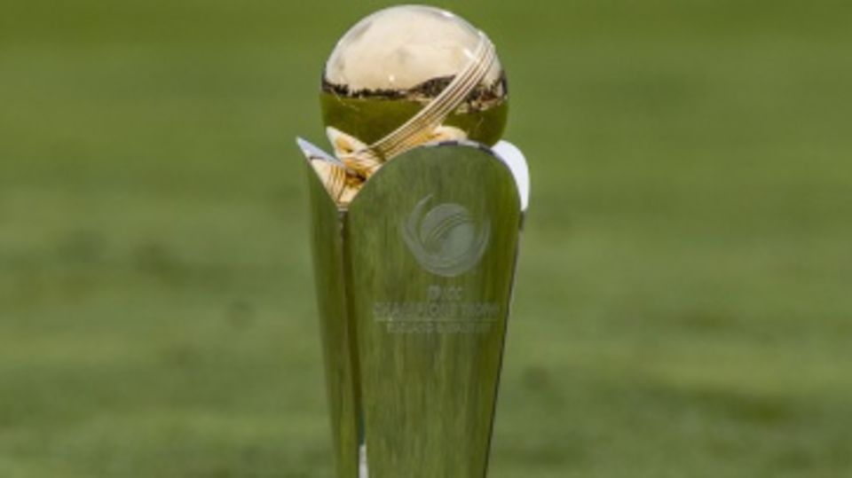 The ICC Champions Trophy on display