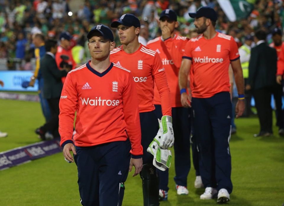Eoin Morgan led his dejected team from the field