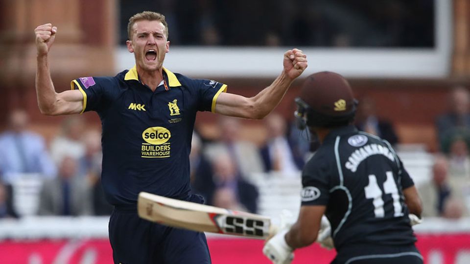 Oliver Hannon-Dalby claimed the huge wicket of Kumar Sangakkara when he edged behind