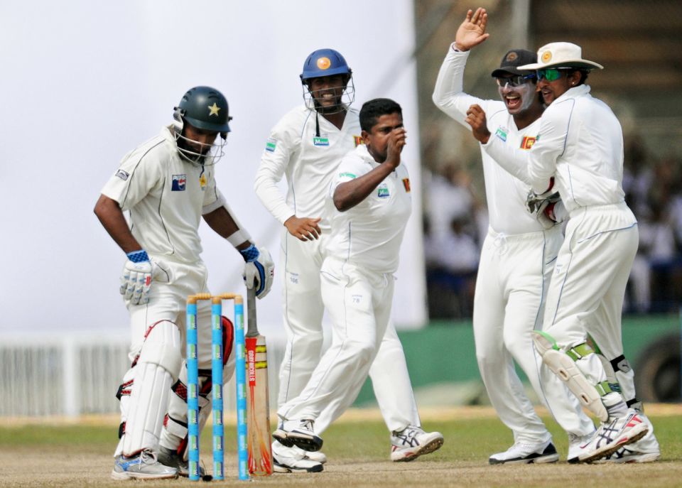 From Stoke to stoked: Herath made a successful return to Test cricket in 2009, taking 4 for 15 in 11.3 overs as Pakistan were bowled out for 117 while chasing 168 in Galle