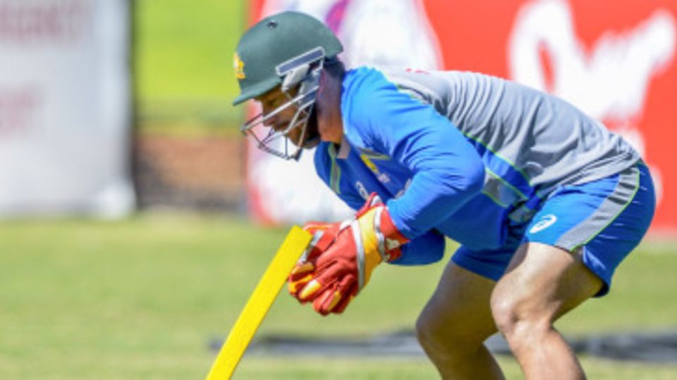 Matthew Wade takes part in a wicketkeeping drill
