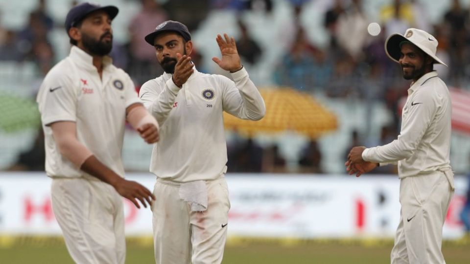 Virat Kohli applauded the crowd at the end of the second day in Kolkata