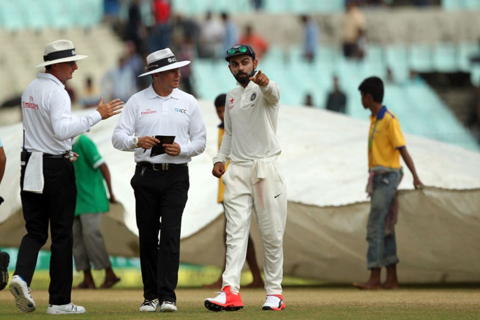 Rain interrupted briefly, much to Virat Kohli's chagrin