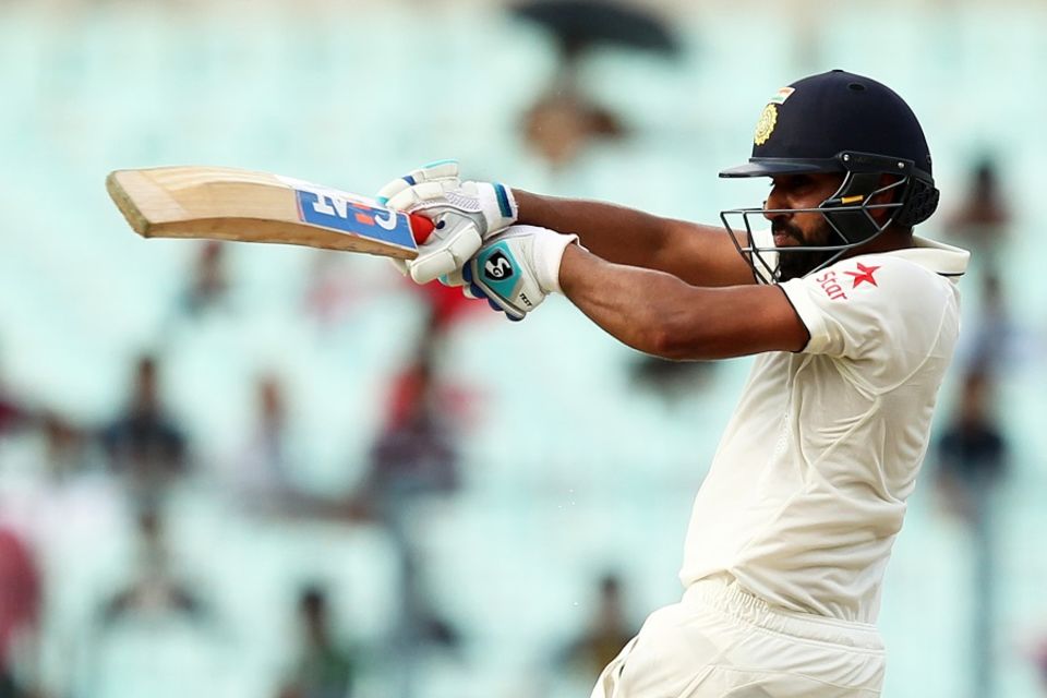 Rohit brought up his sixth Test fifty when he helped Patel fine for four