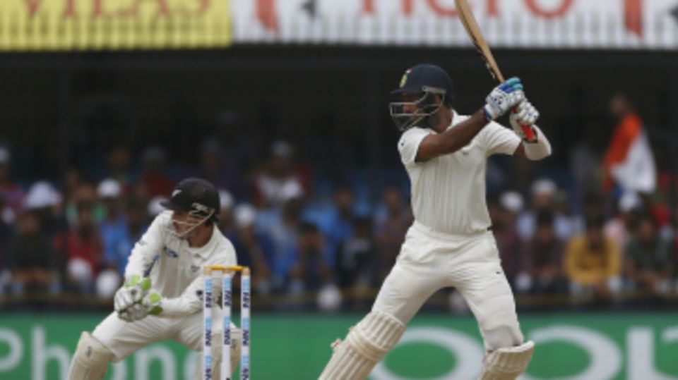 Cheteshwar Pujara cuts off the back foot