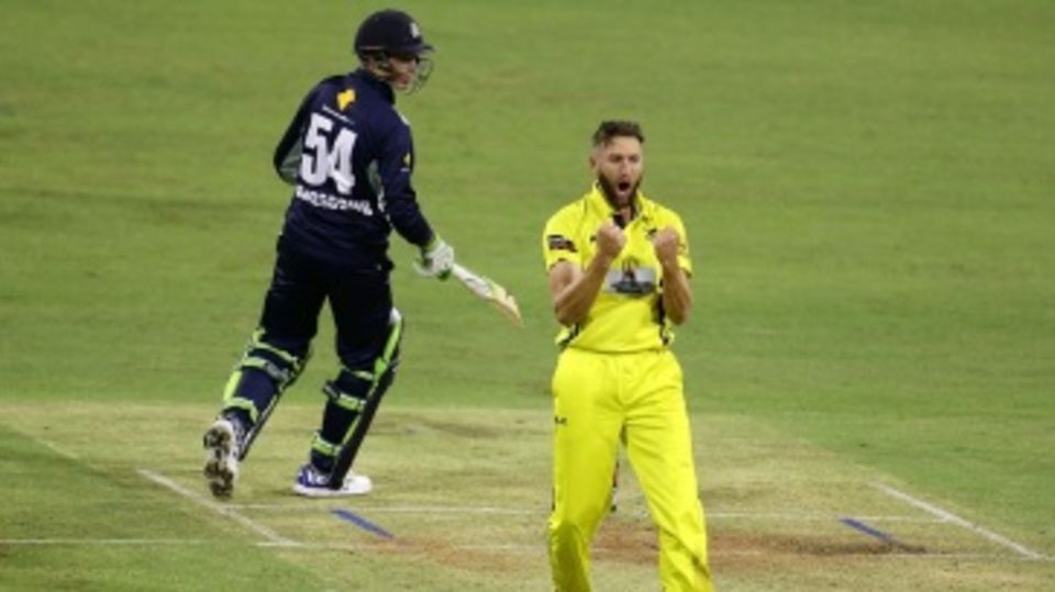 Andrew Tye took 3 for 10 in three overs
