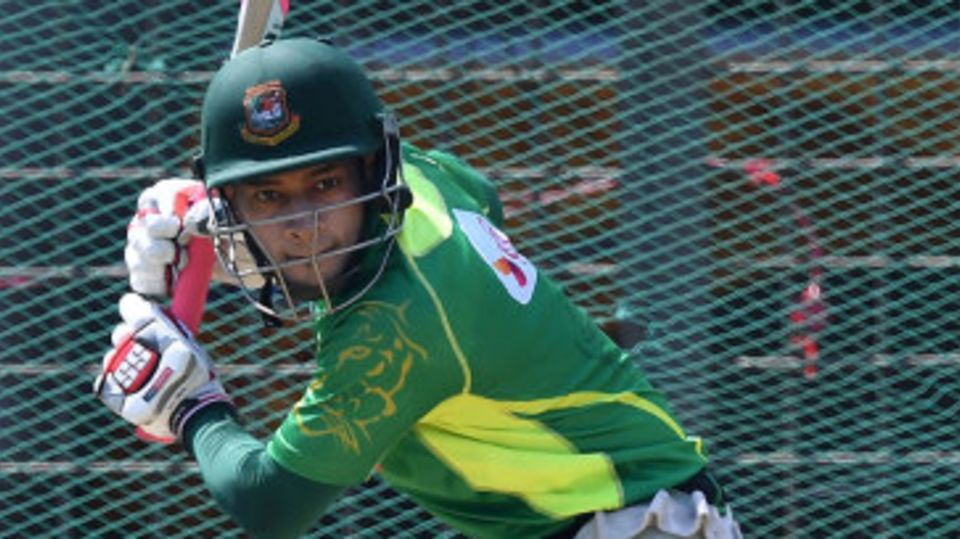 Mushfiqur Rahim watches the ball closely