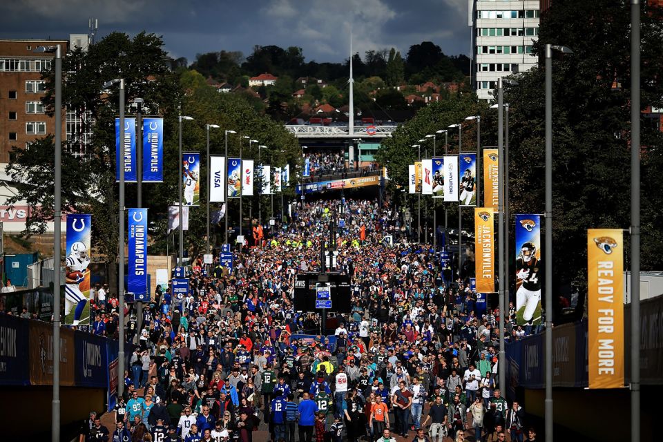 Crowds flock to Wembley for an NFL game