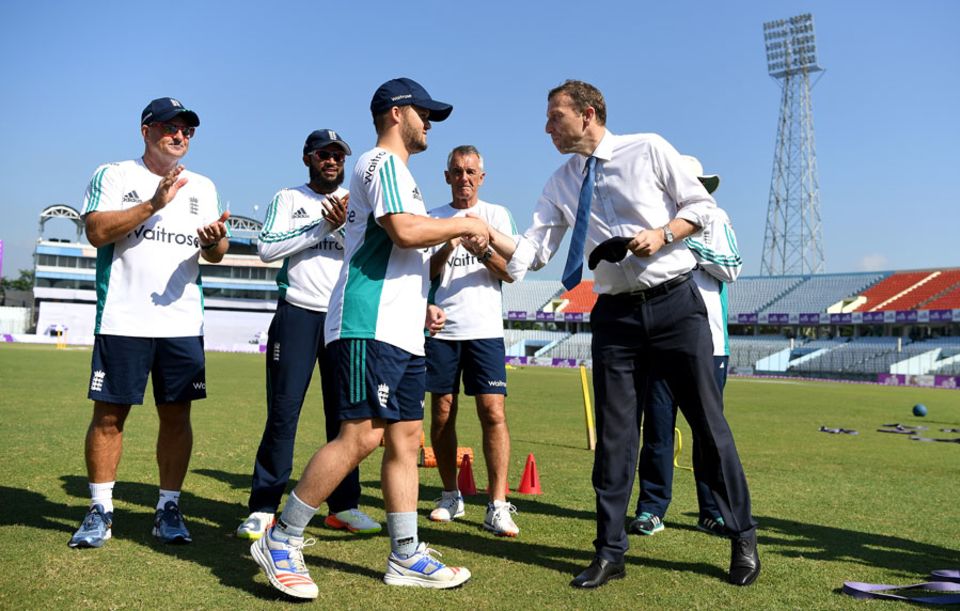 Ben Duckett was handed his Test cap by Michael Atherton after being preferred to Haseeb Hameed as Alastair Cook's opening partner