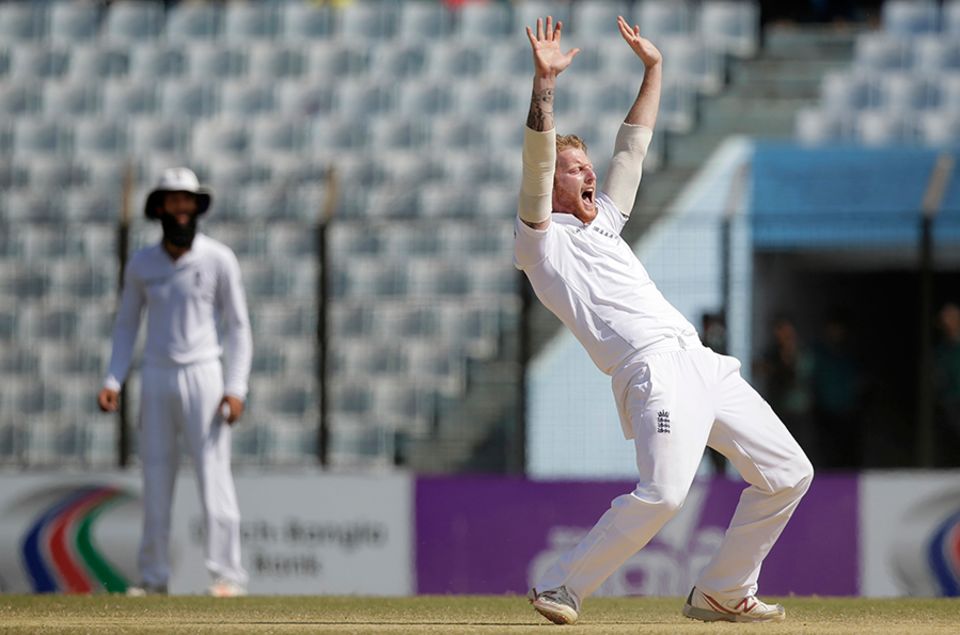 It took only three deliveries from Ben Stokes to seal England's win. First he had Taijul adjudged lbw after DRS confirmed the ball would go on to hit leg stump