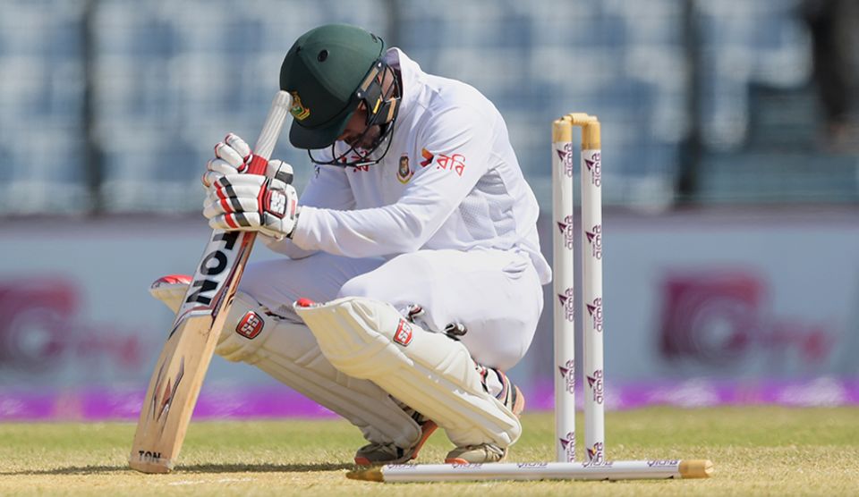 ...leaving Sabbir, unbeaten on 64, distraught after defeat by 22 runs
