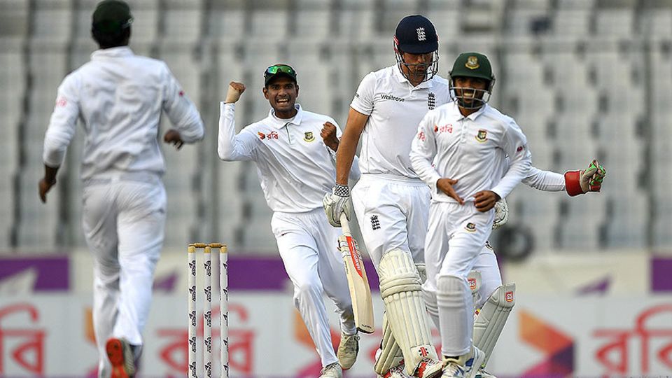Alastair Cook was one of Mehedi Hasan's six second-innings wickets