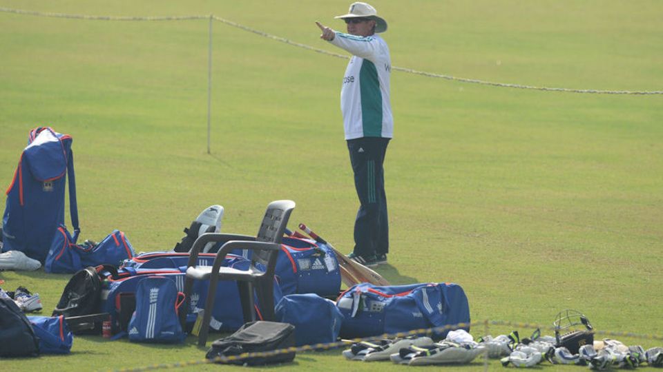 A man apart: Trevor Bayliss conducts England practice in Mumbai