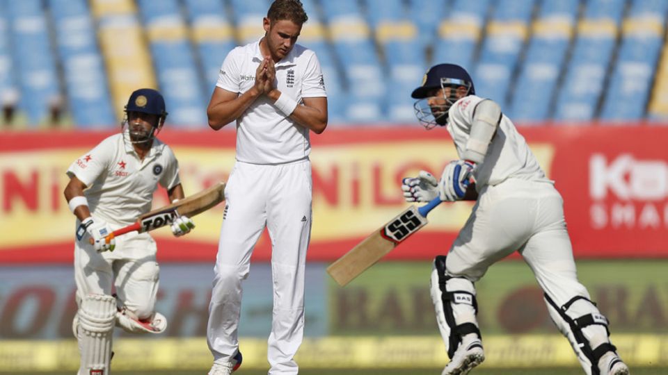 Stuart Broad is deep in thought as England face an uphill challenge
