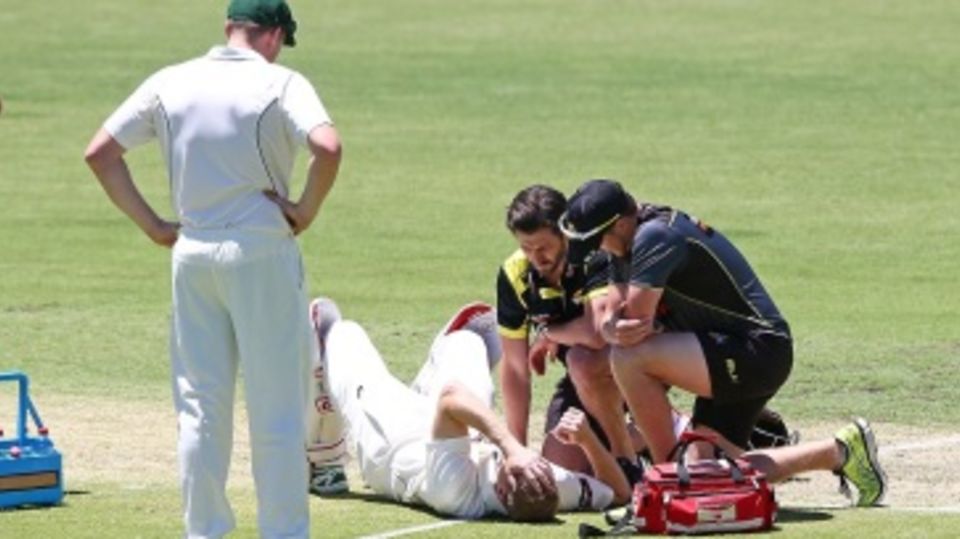 Adam Voges retired hurt after being struck by a bouncer