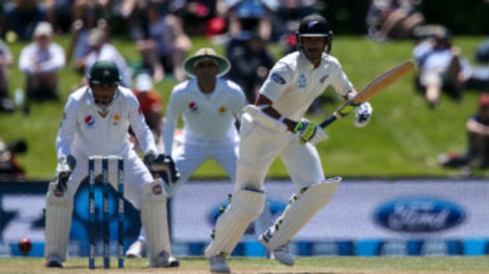 Jeet Raval works the ball through the leg side
