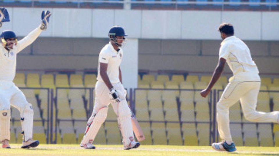 Paidikalva Vijaykumar celebrates after dismissing Sanju Samson