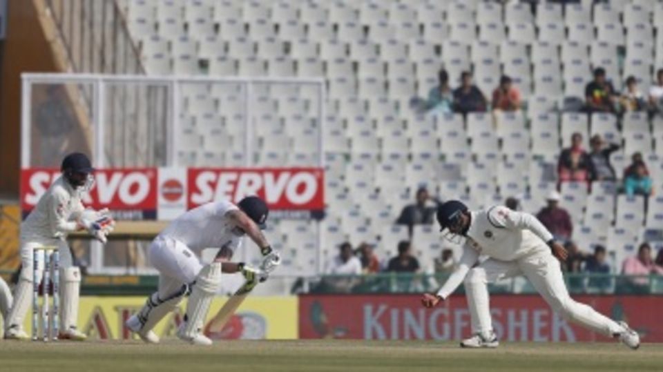 Ben Stokes blocks to silly point