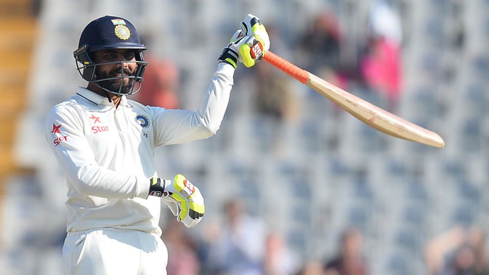 Ravindra Jadeja brings out the swordsman celebration on reaching fifty