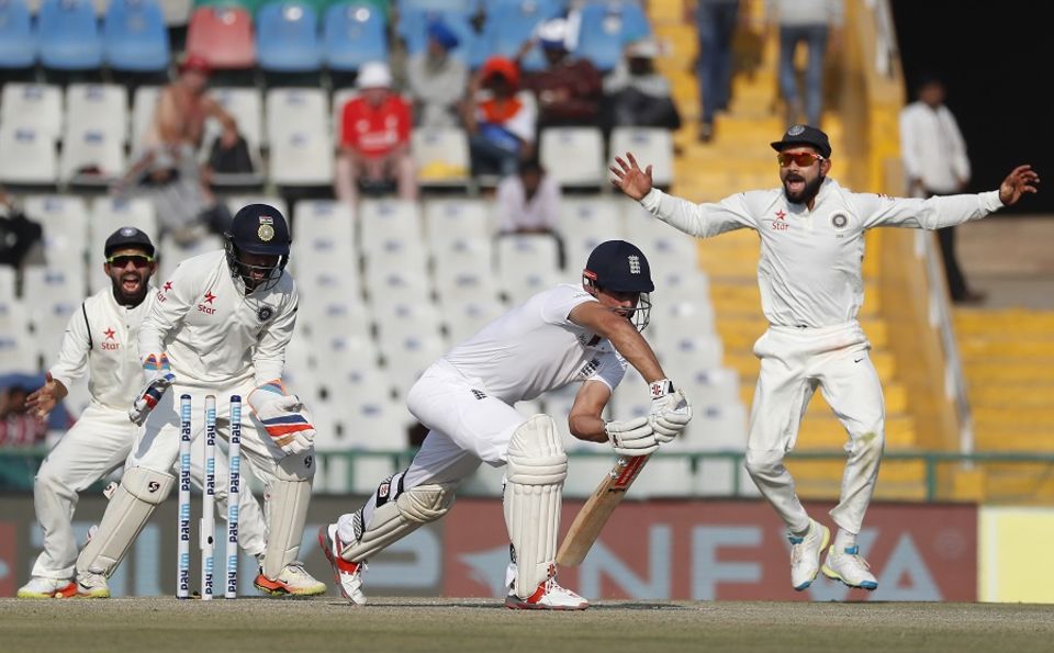 Alastair Cook was bowled by R Ashwin after playing down the wrong line
