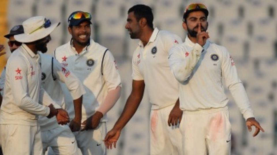 Virat Kohli comes up with a silent celebration after Ben Stokes' dismissal
