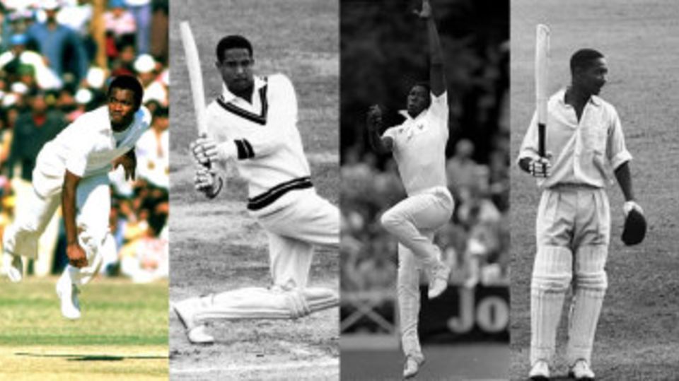 Composite: Malcolm Marshall, Garry Sobers, Joel Garner and Frank Worrell