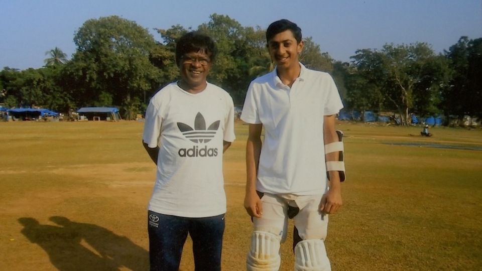 Haseeb Hameed with Vidyadhar Paradkar in 2015
