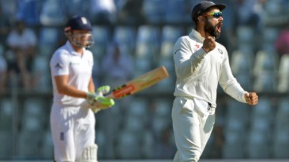 Virat Kohli celebrates Jonny Bairstow's wicket