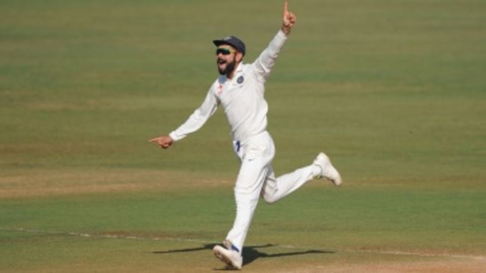 Running away with the series: Virat Kohli sets off on a celebratory sprint