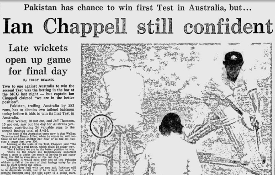 After the fourth day's play, Australia were 283 ahead with two wickets in hand