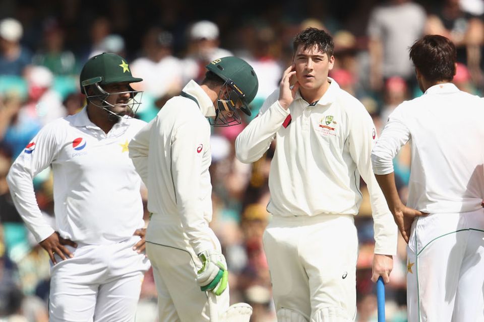 Matt Renshaw was hit twice on the helmet during the Sydney Test