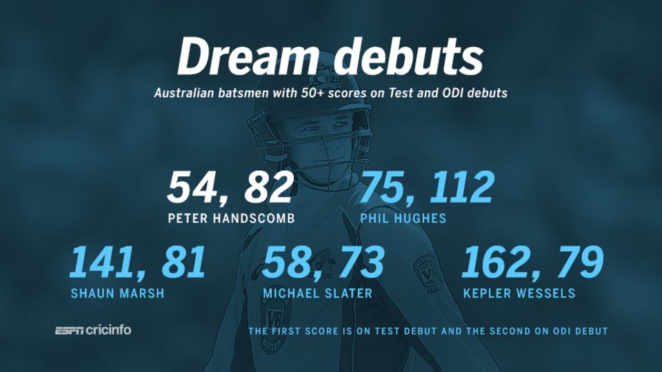 Peter Handscomb struck a half-century on both his ODI and Test debut