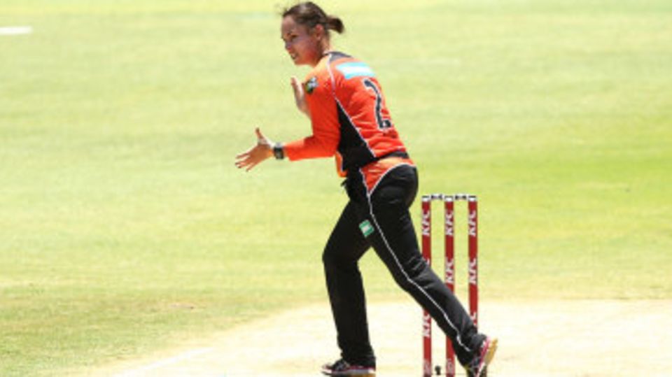 An intense Emma King celebrates dismissing Lauren Winfield