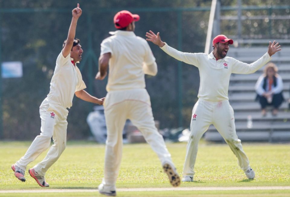 Ehsan Khan appeals for a wicket in the drawn first-class game
