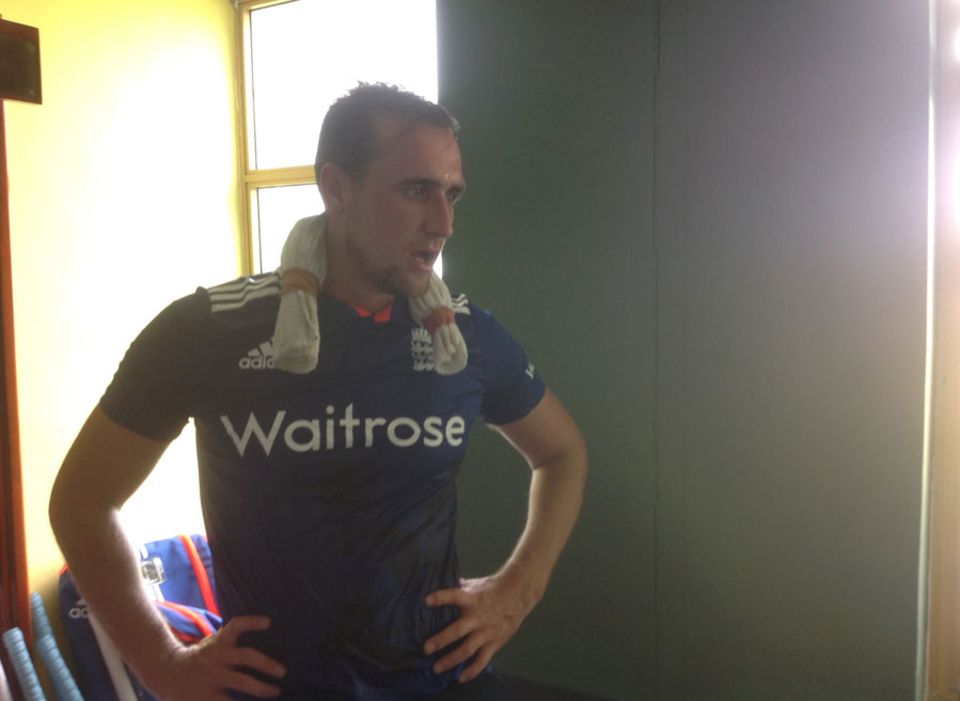Liam Livingstone cools off in the changing rooms after making 94