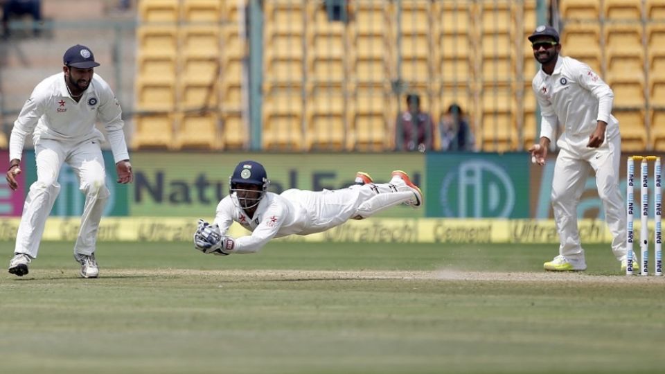 This catch from Wriddhiman Saha hastened India towards victory