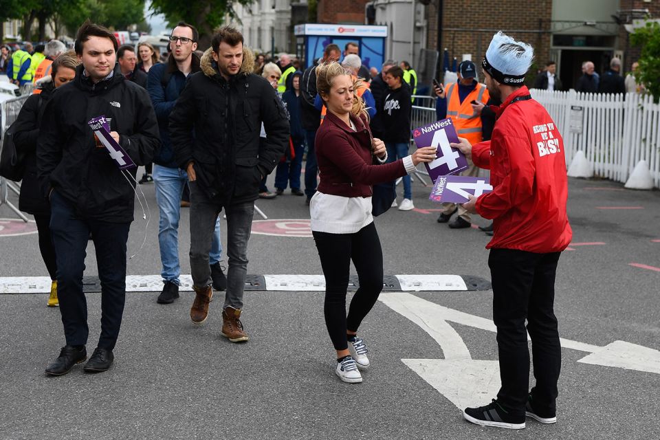 Pulling 'em in: fans make their way into the County Ground at Hove for a T20 Blast game. Sussex is one of the counties in good financial health