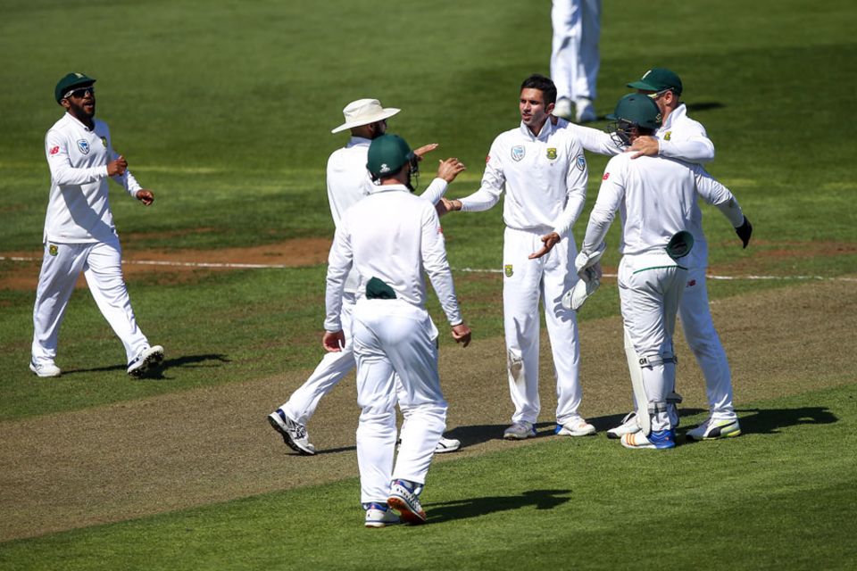 Keshav Maharaj's career-best figures gave South Africa a big win in Wellington