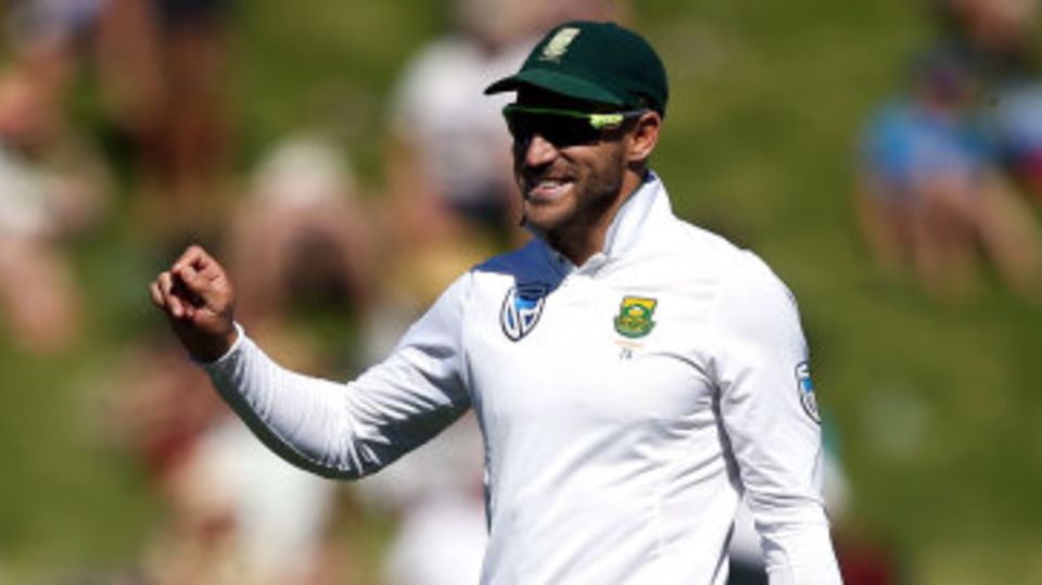 Faf du Plessis has a laugh