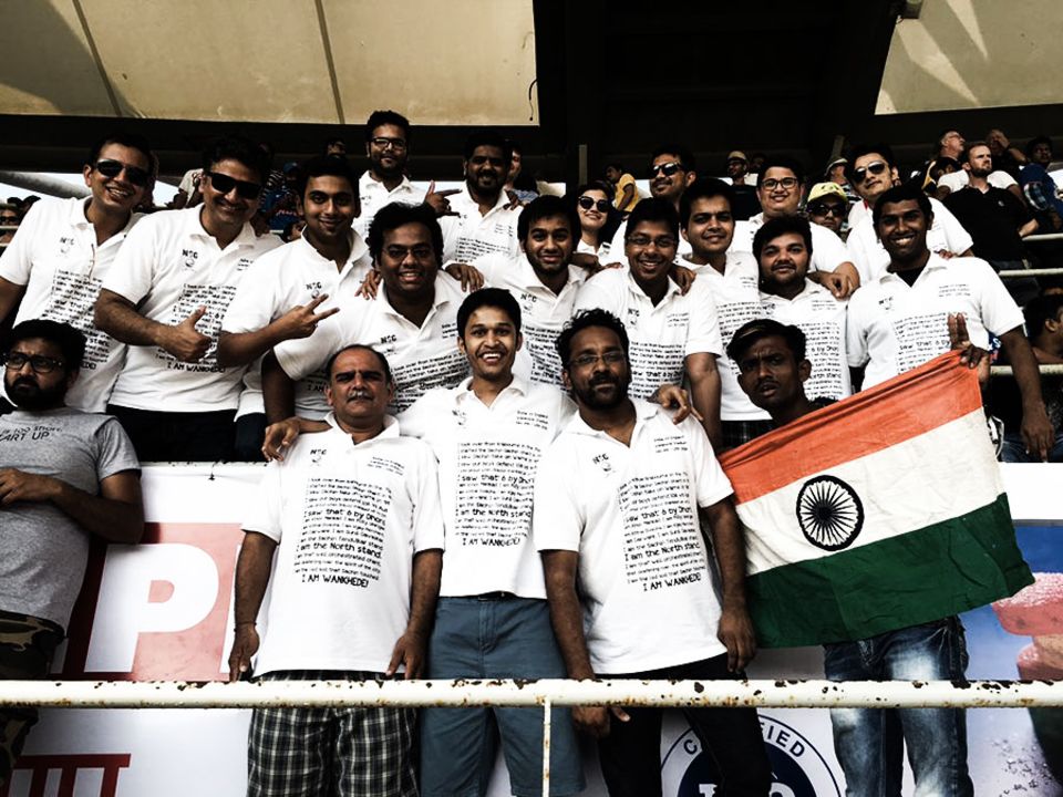 The North Stand Gang with their custom-made T-shirts (Sabarish Gopalakrishnan, middle row, extreme right)