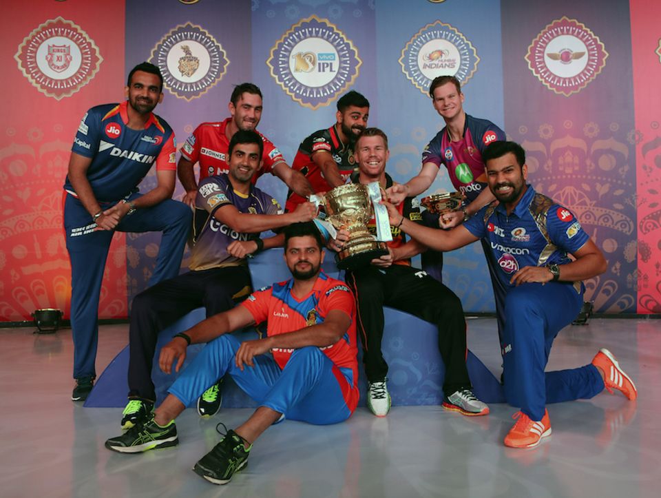 The IPL captains with the trophy