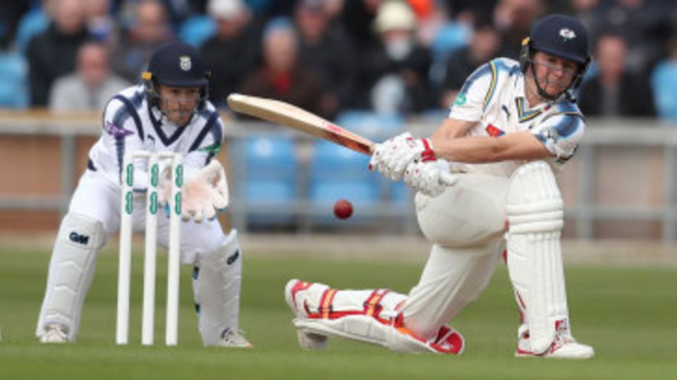 Gary Ballance sweeps during his century