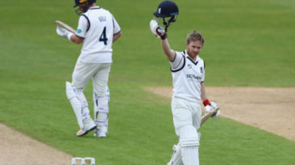 Ian Westwood acknowledges his hundred