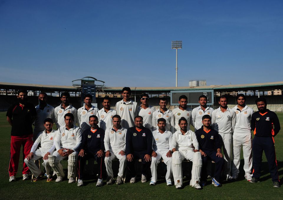 The FATA 2015-16 Quaid-e-Azam Trophy squad: Rehan Afridi (sitting, first from left), Khushdil Shah (standing, fourth from right)