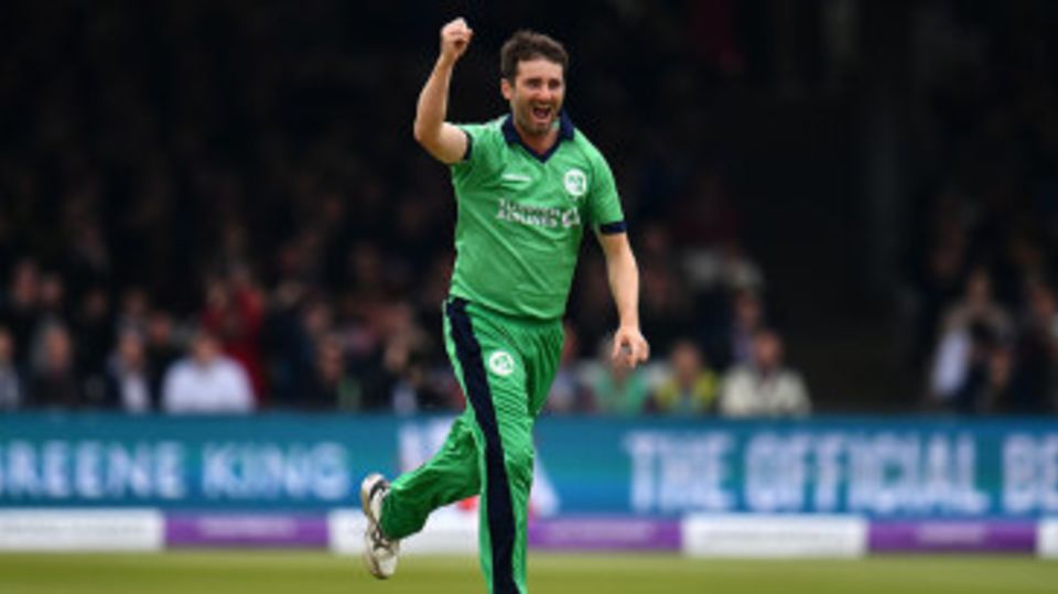 Tim Murtagh celebrates a wicket