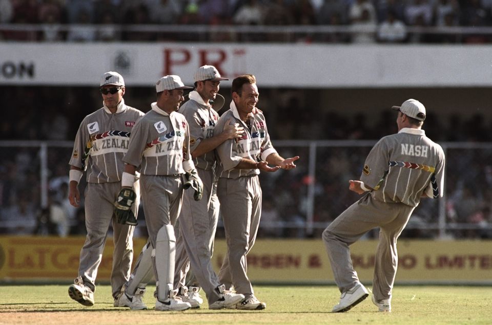 Gunning for gold: Danny Morrison and Co celebrate a wicket during the 1996 World Cup