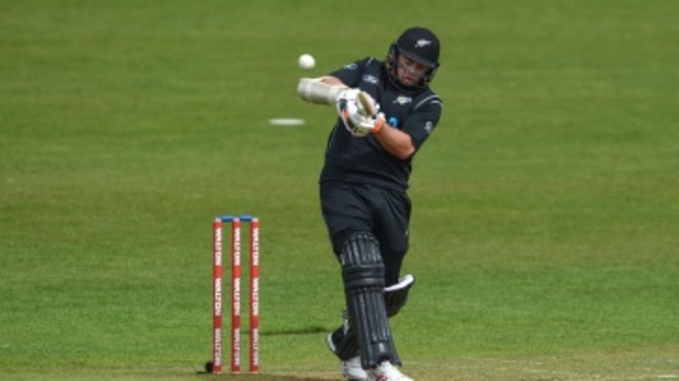 Tom Latham swipes the ball over midwicket