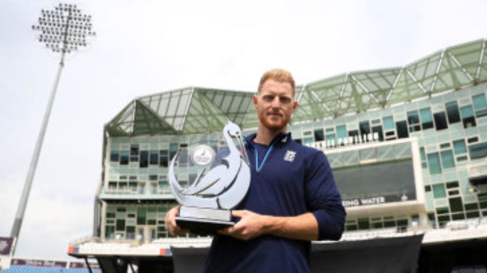Ben Stokes poses with the trophy ahead of England's ODI series with South Africa